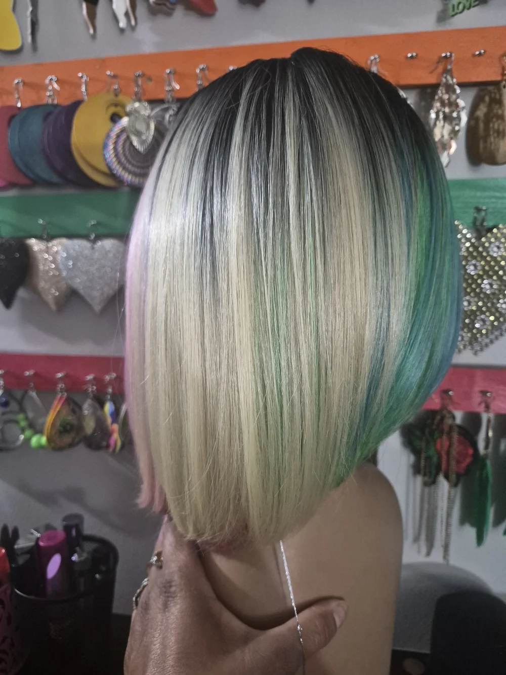 Sensational Ombre Blue to Pink Bob Wig - Women Hair